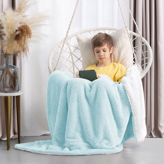 SHLEEPY Blanket Light Blue Jacquard Pattern Classic Style 70x150