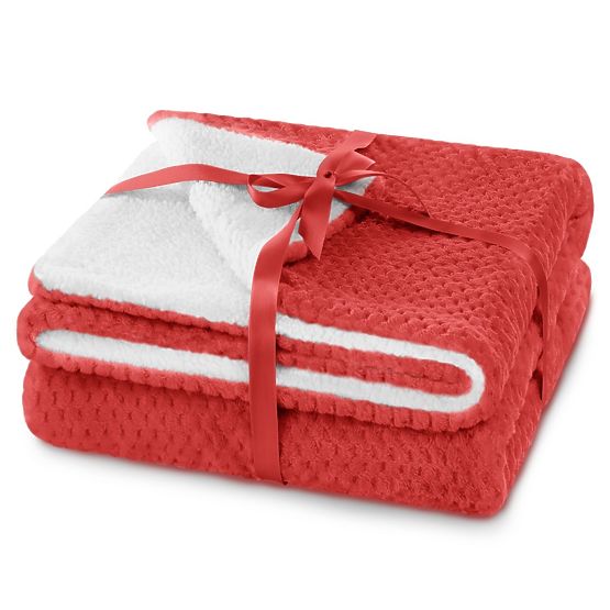 SHLEEPY Blanket Red Embossed Jacquard Classic Style 130x180