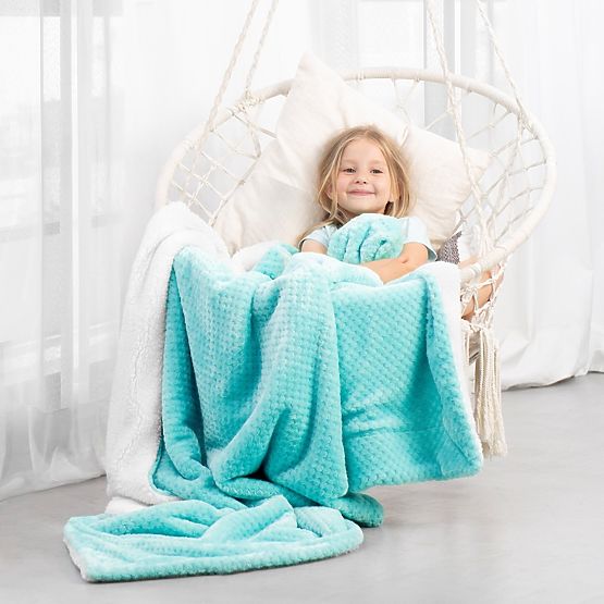 SHLEEPY Blanket Turquoise Color Embossed Jacquard Classic Style 130x180