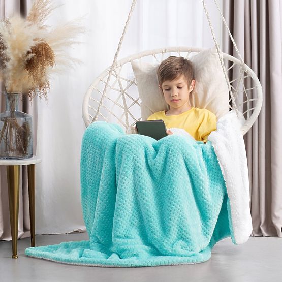 SHLEEPY Blanket Turquoise Color Embossed Jacquard Classic Style 130x180