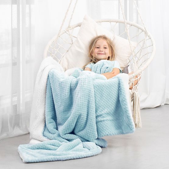 SHLEEPY Blue Blanket with Jacquard Pattern Classic Style 130x180