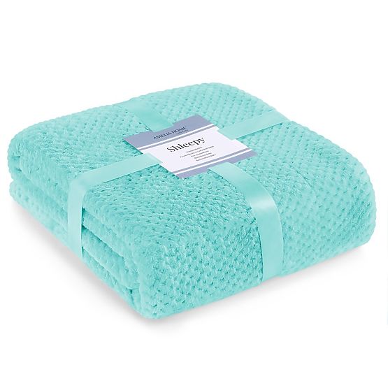 SHLEEPY Turquoise Jacquard Pattern Classic Style Blanket 220x240