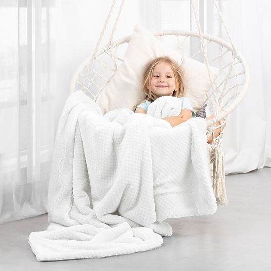 SHLEEPY White Jacquard Relief Classic Style Blanket 220x240