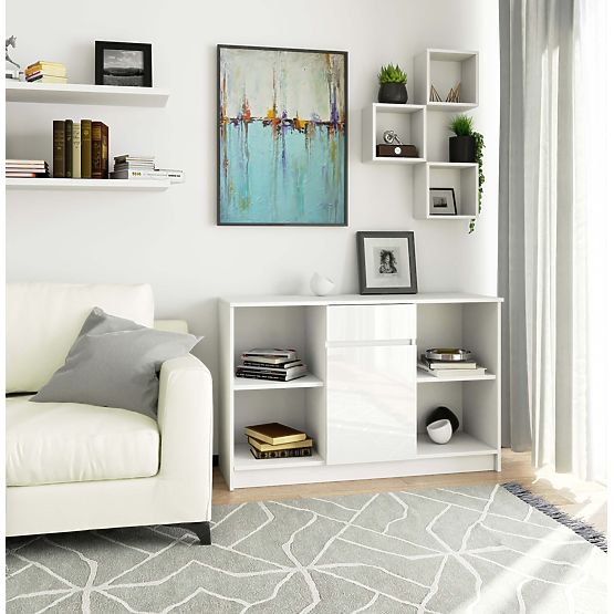 SIDEBOARD B-17 120 cm 1 DRAWER 1 DOOR PK WHITE / WHITE GLOSS