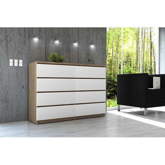 SIDEBOARD K 120 cm 8 DRAWERS PK SONOMA / WHITE
