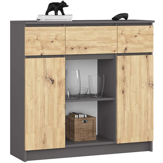 SIDEBOARD K100 2D 3DR 1S GRAPHITE GRAY / ARTISAN OAK