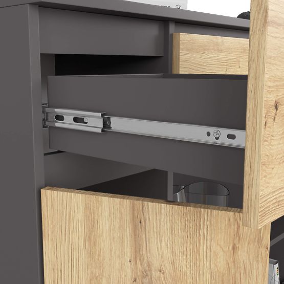 SIDEBOARD K100 2D 3DR 1S GRAPHITE GRAY / ARTISAN OAK