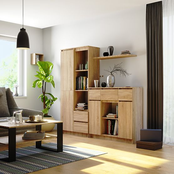 SIDEBOARD K100 2D 3DR 1S OAK SONOMA