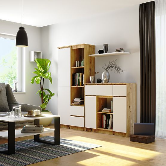 SIDEBOARD K100 2D 3DR 1S PK OAK ARTISAN / WHITE