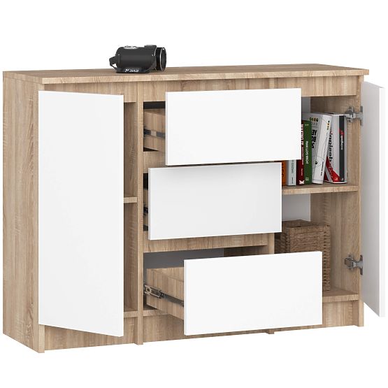 SIDEBOARD K100 2D 3DR OAK SONOMA / WHITE