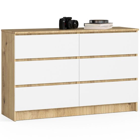 SIDEBOARD K120 6 DRAWERS CLP OAK ARTISAN / WHITE