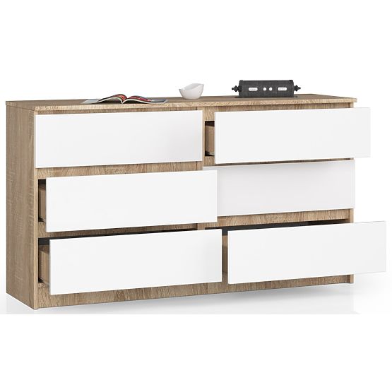SIDEBOARD K140 6 DRAWERS CLP OAK SONOMA / WHITE