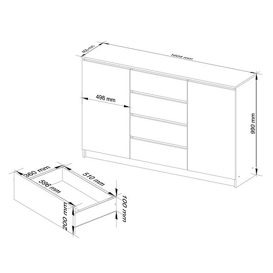 SIDEBOARD K160 2D 4SZ CLP PK WHITE