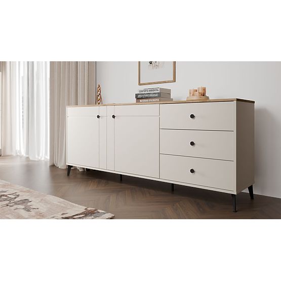 Sideboard POINT 2D3S Cashmere Beige Castello Oak Cabinet 3 Drawers 2 Doors Living Room