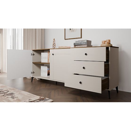 Sideboard POINT 2D3S Cashmere Beige Castello Oak Cabinet 3 Drawers 2 Doors Living Room