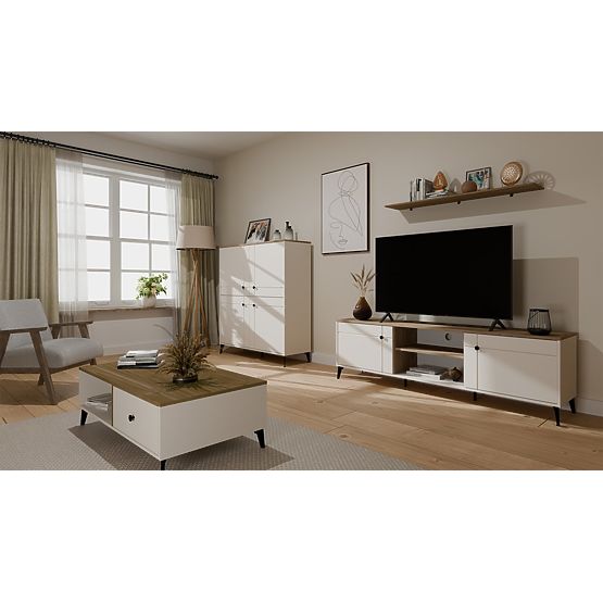 Sideboard POINT 4D Cashmere Beige Oak Castello Cabinet 4 Doors 8 Shelves for Living Room