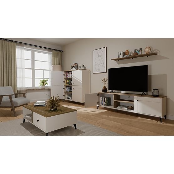 Sideboard POINT 4D Cashmere Beige Oak Castello Cabinet 4 Doors 8 Shelves for Living Room