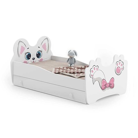 Single Bed Pink Cat 160x80 with Drawer