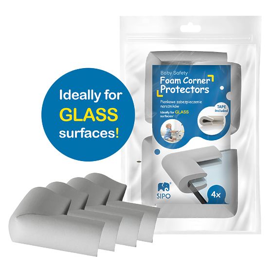 SIPO Foam corner protectors for glass surfaces, gray - 4 pcs