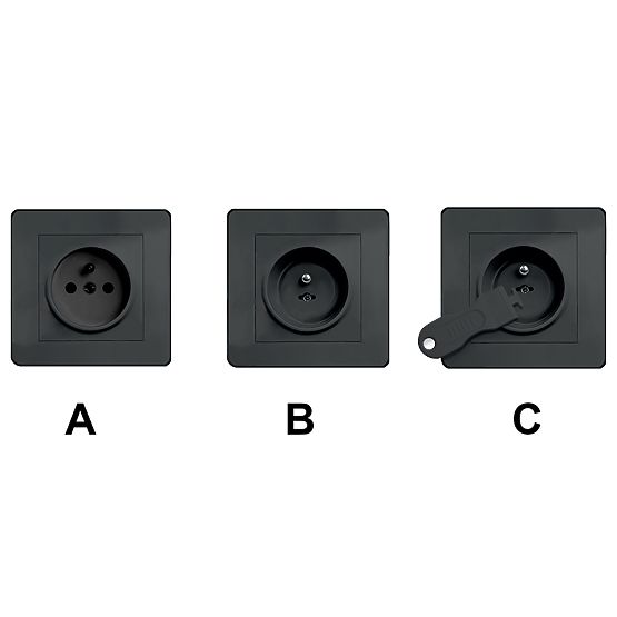SIPO Protective covers for electric sockets, black - 12 pcs