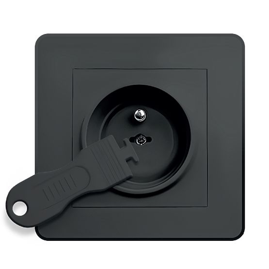 SIPO Protective covers for electric sockets, black - 12 pcs