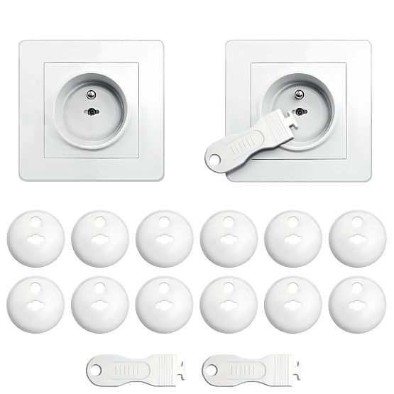 SIPO Protective covers for electric sockets, white - 12 pcs