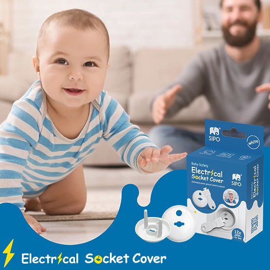 SIPO Protective covers for electric sockets, white - 12 pcs
