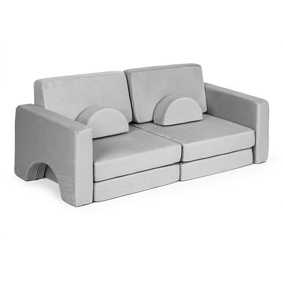 Large Folding Modular Sofa for Kids 2-Seater DIY 10 Soft Cushions - Gray ECOTOYS