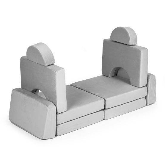 Large Folding Modular Sofa for Kids 2-Seater DIY 10 Soft Cushions - Gray ECOTOYS