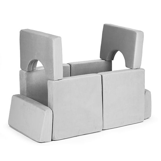 Large Folding Modular Sofa for Kids 2-Seater DIY 10 Soft Cushions - Gray ECOTOYS