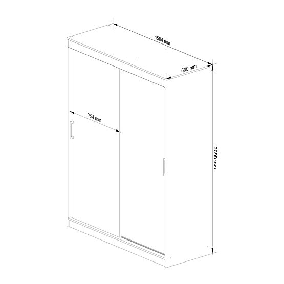SLIDING WARDROBE 150 cm CLP WHITE / SONOMA