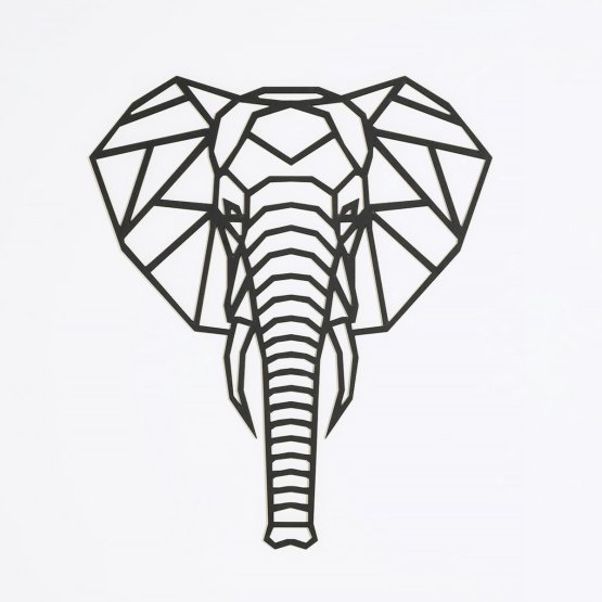 Wooden geometric painting - Elephant - different colors Color: black