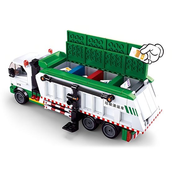Sluban Town M38-B0780 Building Set - Garbage Recycling Truck + Card Game