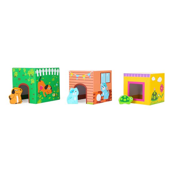 Small Foot Cube tower with wooden animals