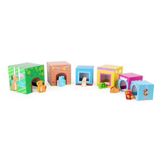 Small Foot Cube tower with wooden animals