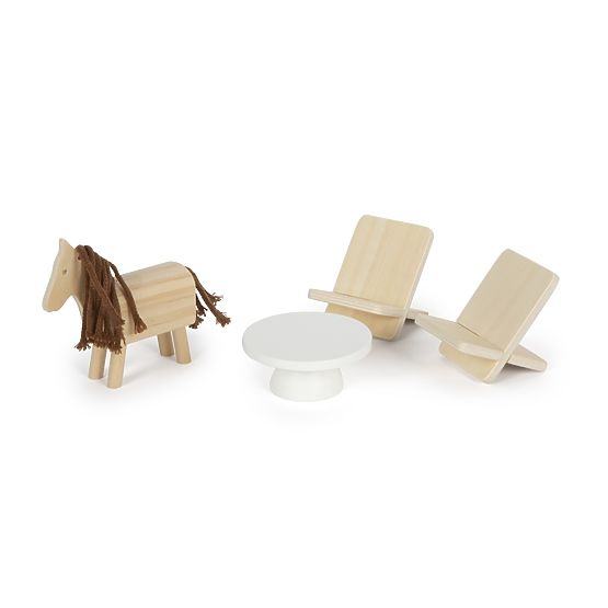 small foot Dollhouse with Furniture, Natural