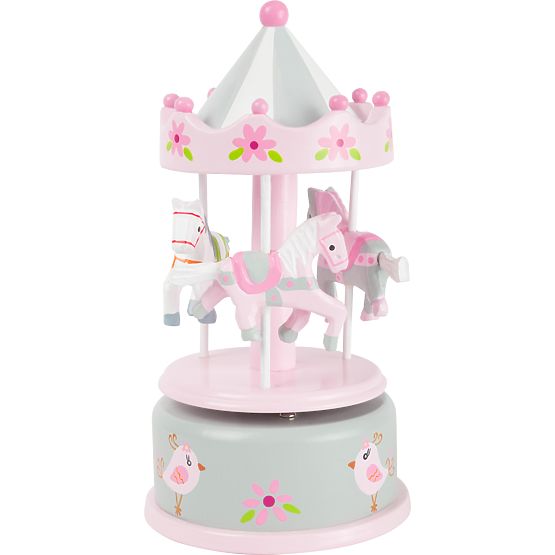 small foot Music Box Pink Carousel with Horses