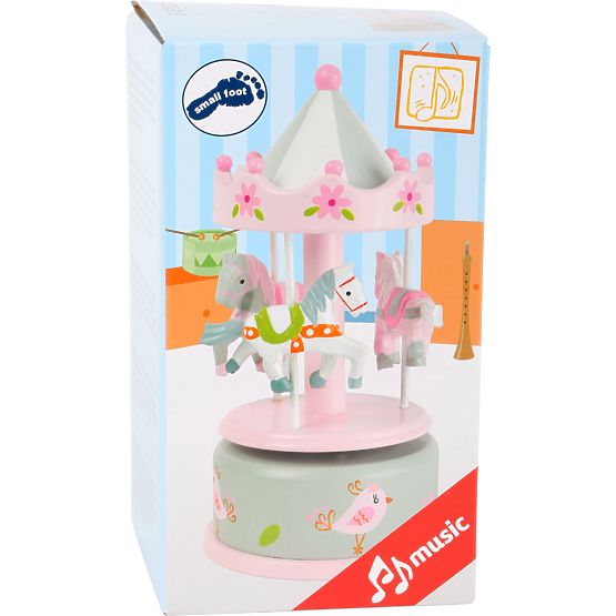 small foot Music Box Pink Carousel with Horses