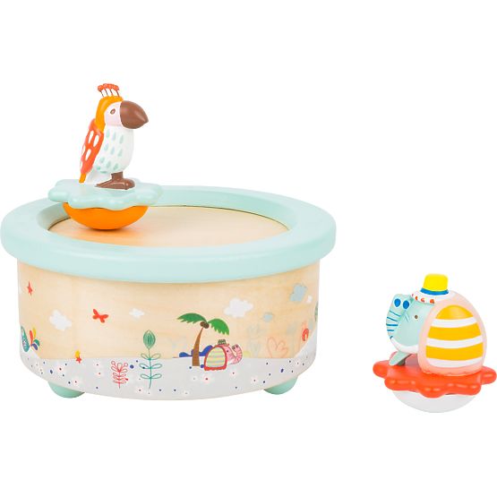 small foot Music Box with Elephant and Parrot