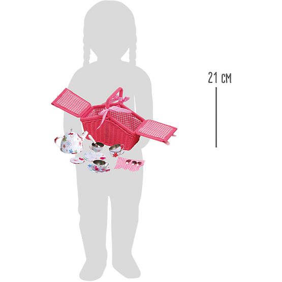small foot Pink Picnic Basket with Utensils