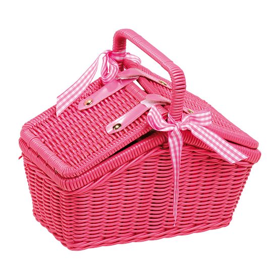 small foot Pink Picnic Basket with Utensils