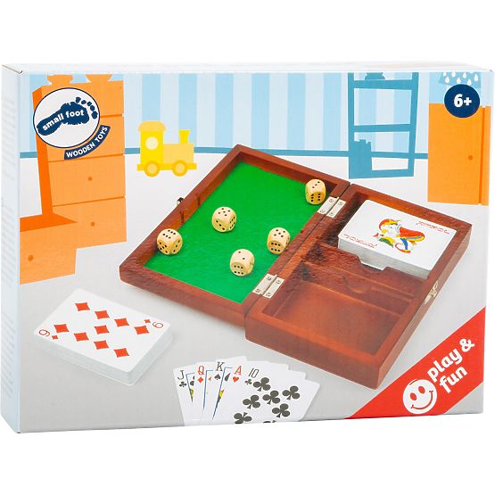 Small Foot Playing dice and cards in a wooden box