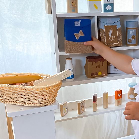 small foot Wooden Crate with Milk Bottles Fresh