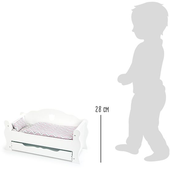 small foot Wooden Doll Bed White