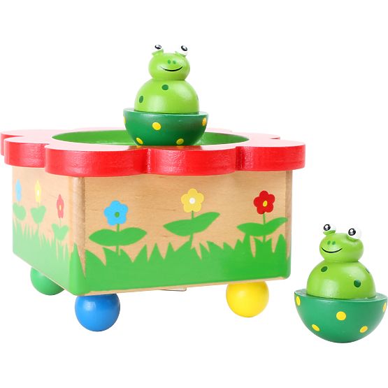 small foot Wooden Music Box Frog