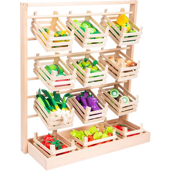 small foot Wooden Sales Stand with Crates