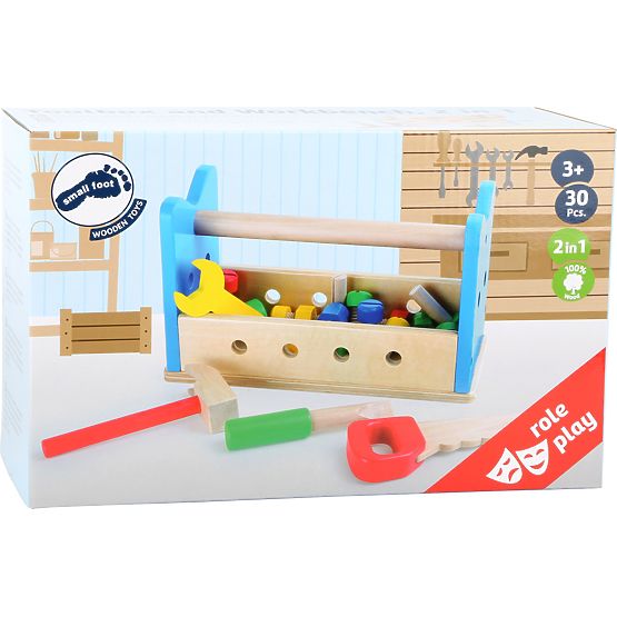 small foot Wooden Workbench and Tool Box 2-in-1