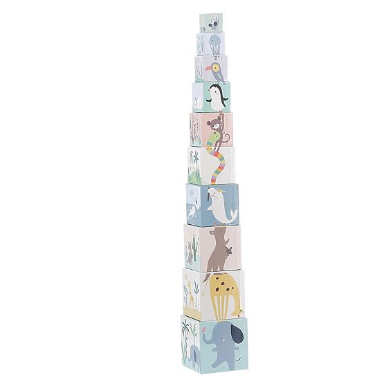 Stacking Tower of Blocks - Animals of the World with Numbers 1-10
