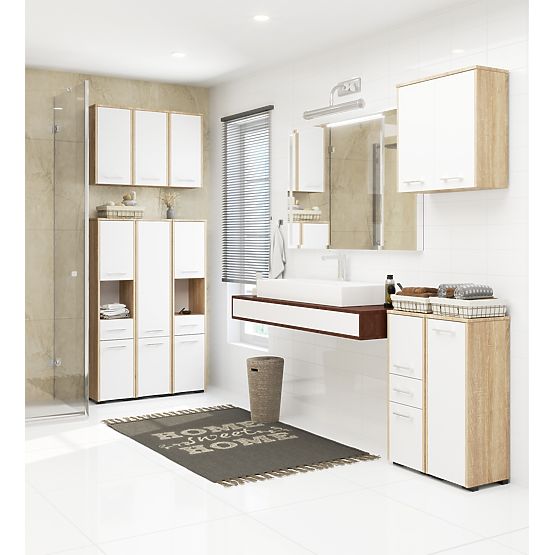 STANDING BATHROOM CABINET FIN S30 1D OAK SONOMA / WHITE