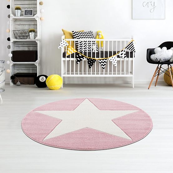 STAR Children's Rug - Pink/White